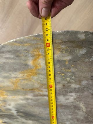 Mesa auxiliar madera y mármol veteado años 60