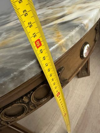 Mesa auxiliar madera y mármol veteado años 60