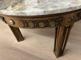 Mesa auxiliar madera y mármol veteado años 60