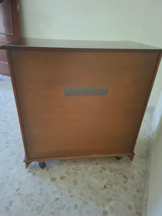 Mueble TV madera con vitrina y cajones