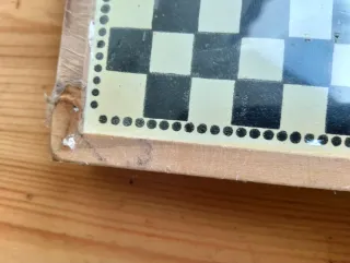 Scacchiera Dama Backgammon Legno Vintage 16x16