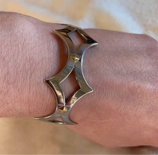 Bracciale rigido acciaio con oro 750