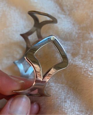 Bracciale rigido acciaio con oro 750