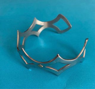 Bracciale rigido acciaio con oro 750