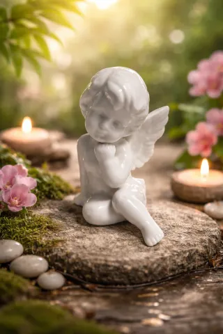 Figura de Ángel de Porcelana Blanca