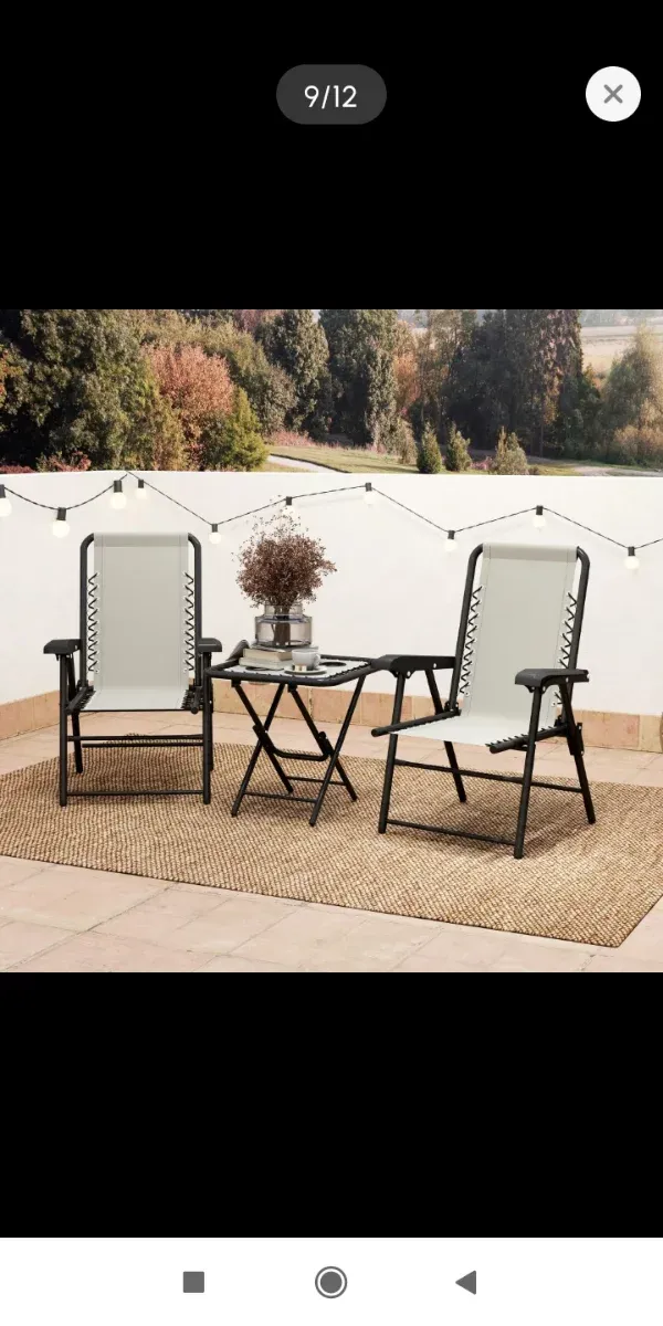 Conjunto 3 piezas Bistro Jardín Terraza- plegable