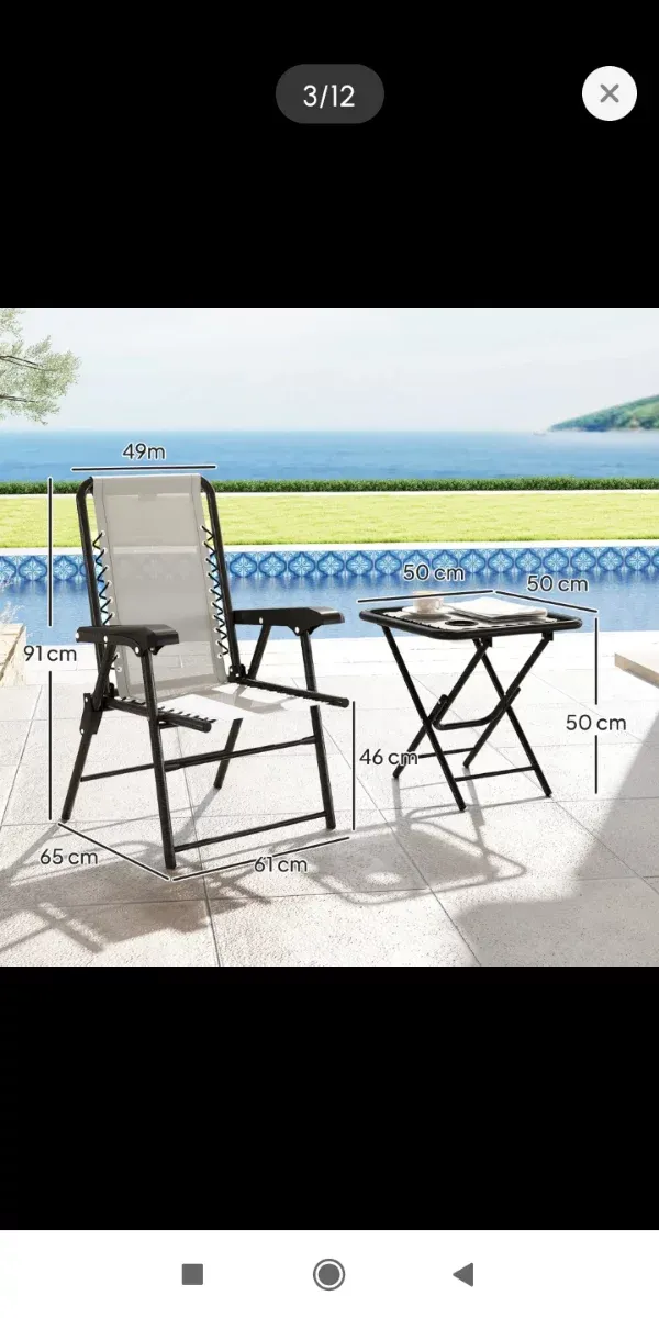 Conjunto 3 piezas Bistro Jardín Terraza- plegable