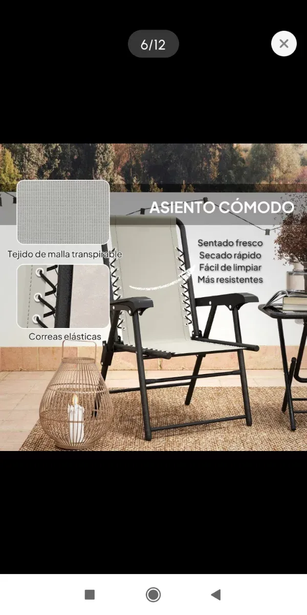 Conjunto 3 piezas Bistro Jardín Terraza- plegable