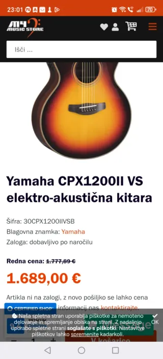 Guitarra Electroacústica Yamaha CPX 1200vs