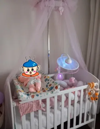 Dossel Tule Bege e Rosa em aço inoxidável