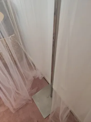 Dossel Tule Bege e Rosa em aço inoxidável