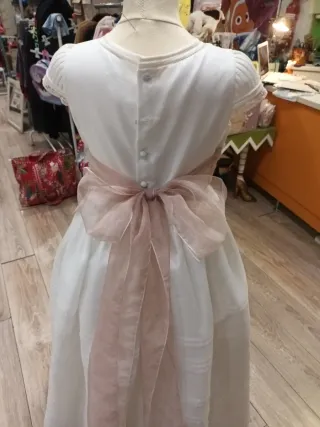 Vestido Comunión Marfil Flores Rosas