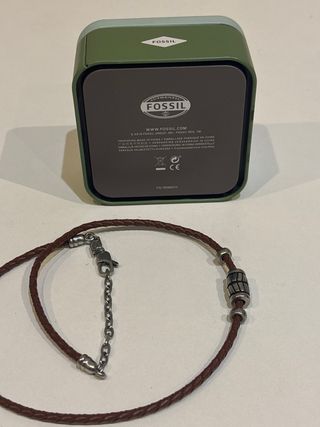 Collar Hombre Fossil Marrón y Plata