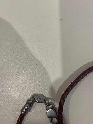 Collar Hombre Fossil Marrón y Plata