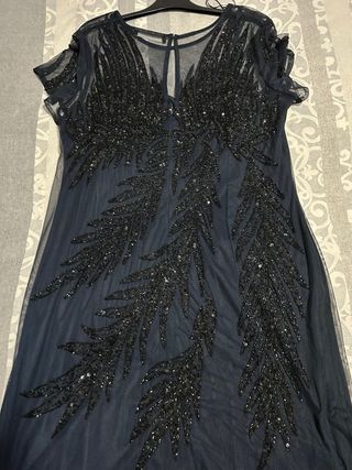 Vestido de fiesta azul con pedrería