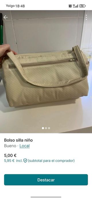 Bolso de piel beige para carrito de bebé
