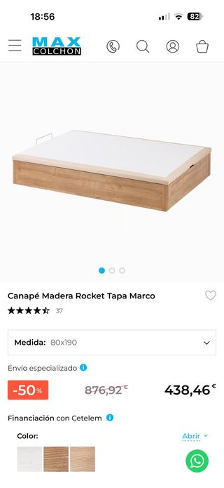 Canape madera 80x190cm