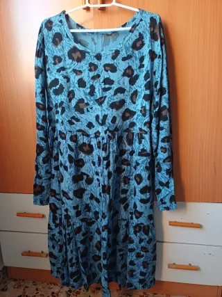 Vestido estampado leopardo azul y marrón