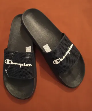 Chanclas Champion Hombre Negras y Azules