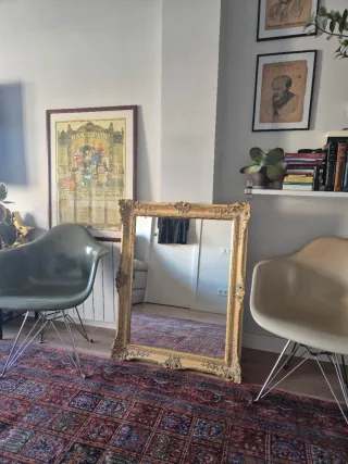 Espejo Grande Dorado Antiguo Madera