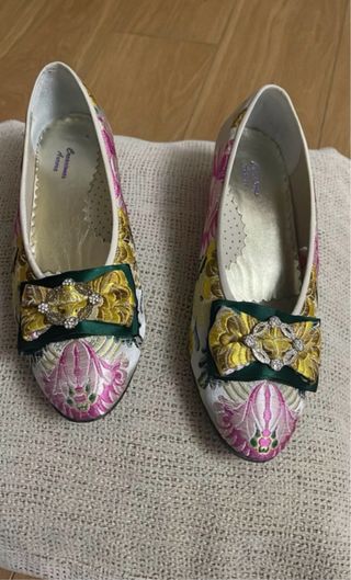 Vestido de fallera blanco estampado flores