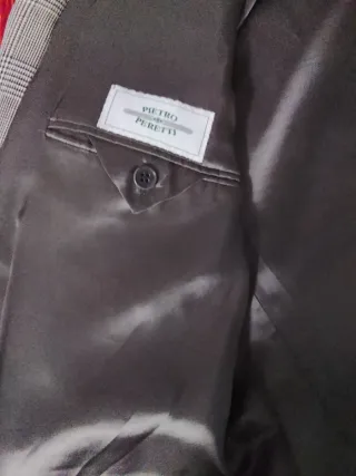 Chaqueta de cuadros gris y blanco Lana fina 100%.