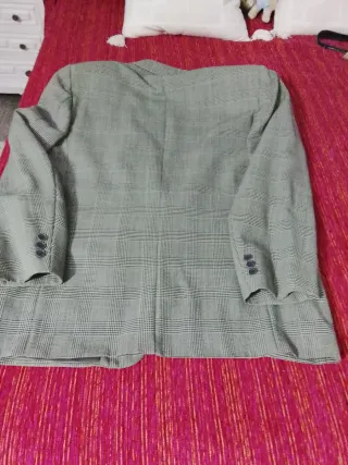 Chaqueta de cuadros gris y blanco Lana fina 100%.