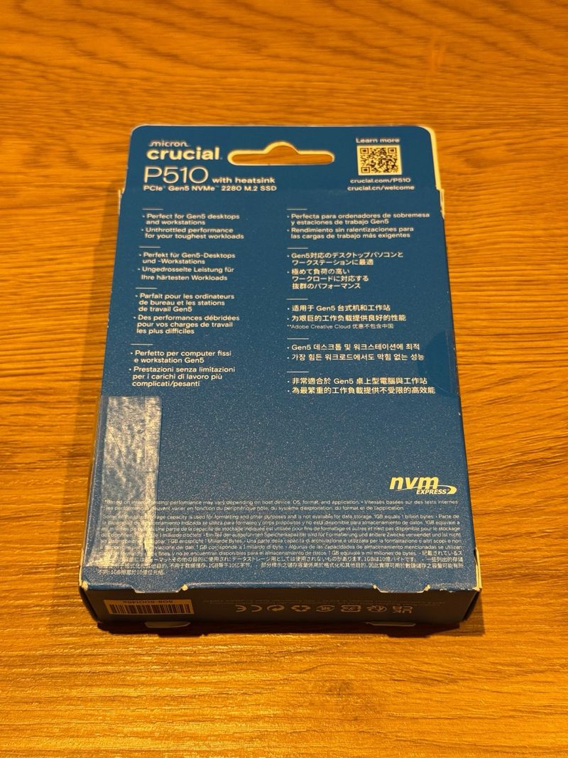 2TB Crucial P510 SSD Gen5 (10000MB/s) Disipador afbeelding 3