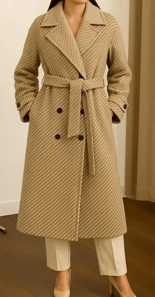 Casaco comprido com padrão listrado