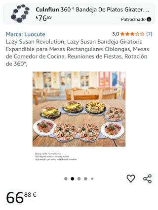 Bandeja giratoria expandible para mesa