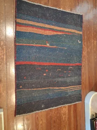 Alfombra Bereber Lana Azul Naranja