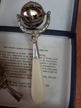 Sonajeros plateados Pedro Durán + osito