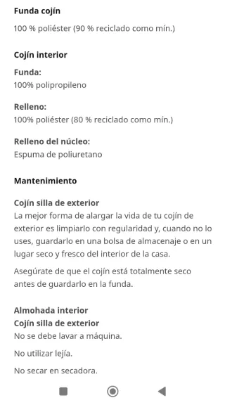 Fodera per cuscino per sedia da esterno beige