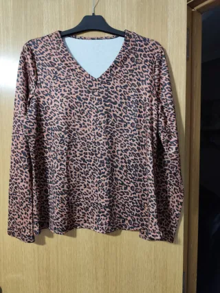 Camisola leopardo manga larga