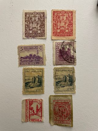 Lote Sellos Pro Sevilla, Cadiz, Cordoba, Malaga