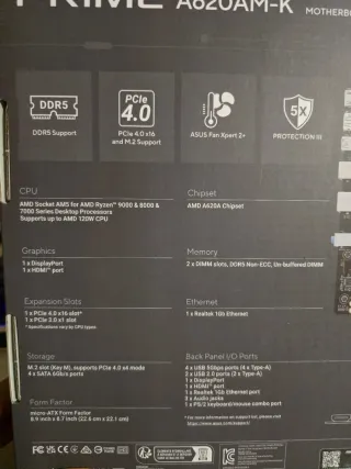 Placa Base ASUS Prime A620AM-K AM5 DDR5