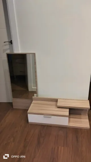 Mueble recibidor moderno madera y cristal