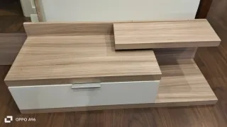 Mueble recibidor moderno madera y cristal
