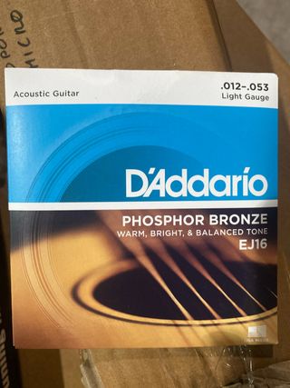Juego  D'Addario Phosphor Bronze EJ16 Acustica