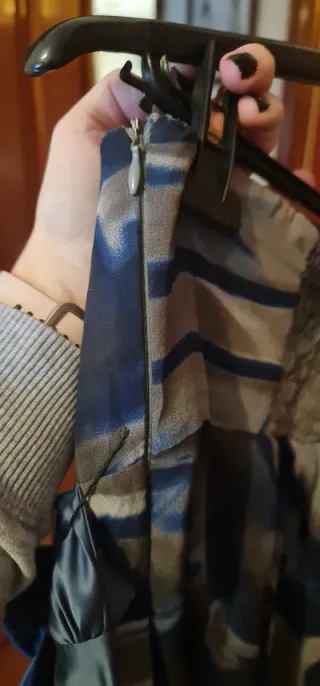 Vestido largo fiesta azul y gris