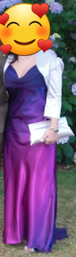 Vestido largo fiesta azul y gris