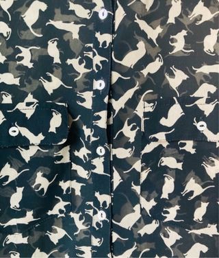 Camisa Zara Estampada Gatos Negra Blanca