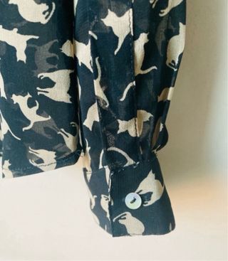 Camisa Zara Estampada Gatos Negra Blanca