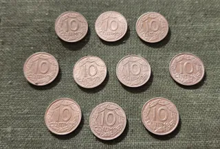 Lote 10x 10 céntimos 1959