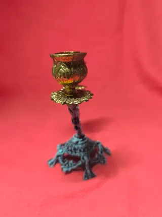 Candelabro de 2 brazos dorado y plateado