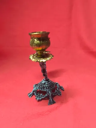 Candelabro de 2 brazos dorado y plateado