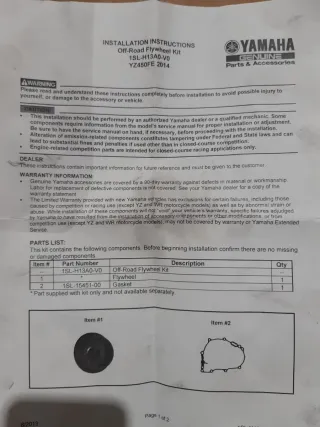 Volante Inercia Yamaha YZF 450 GYTR 2014/2017