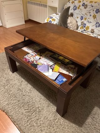 Mesa baja de salón de madera elevable
