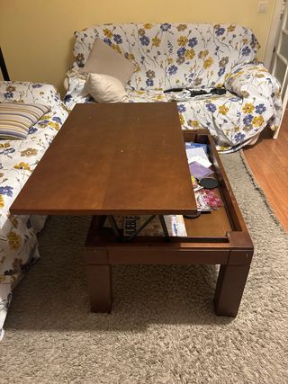 Mesa baja de salón de madera elevable