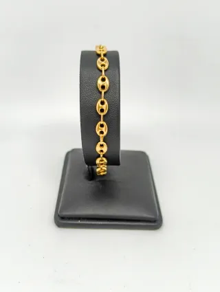 Pulsera Oro 18kt eslabones grano café/calabrote